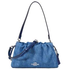 コーチ バッグ COACH デニム 巾着 レザー フェイ ロゴ 3WAY クロスボディ 斜め掛け ショルダー クラッチ ハンドバッグ インディゴ CAK37