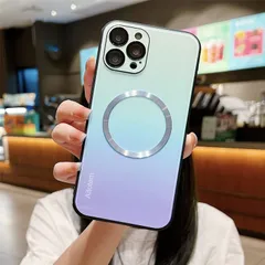 【数量限定】グラデーションガラス 背面ケース スマホケース 強化ガラス 男性 カメラ保護 女性 マグネット シンプル レンズカバー ケース おしゃれ Pro Magsafe充電対応 15 ストラップホール iPhone (iPhone15Pro MagSafe