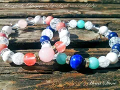 ローズクォーツ×ラピスラズリ ペアやプレゼントにも♡パワーストーン ブレスレット