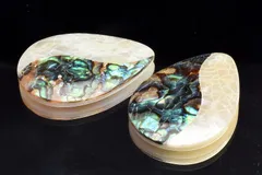 アバロンシェル 30x21mm ドロップ (トップ穴) ペア 2個セット ルース パワーストーン 天然石 _PR3426