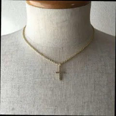 メンズ レディース ゴールド クリスタルクロス ネックレス 40cm