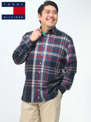 長袖 シャツ 大きいサイズ メンズ チェック柄 ボタンダウン チェックシャツ ネイビー 1XL 2XL TOMMY HILFIGER トミーヒルフィガー ネイビー