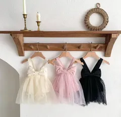 ビッグリボン　レース　ドレス　ロンパース　66cm〜90cm