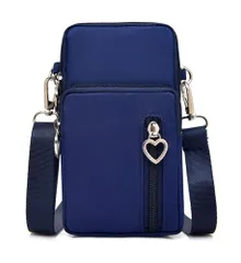 [Honesty Mouth] スマホポーチ ケース 斜めがけ ミニ ショルダー バッグ アームポーチ 防水 レディース かわいい ハート形 プラー(引き手) (03:ブルー) [03:ブルー]