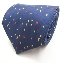 ニナリッチ ブランド ネクタイ 星柄 月 総柄 シルク フランス製 PO メンズ ネイビー NINA RICCI 【中古】