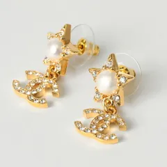 新品 シャネル CHANEL ピアス ドロップピアス ゴールド