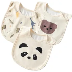 [kalavika] スタイ よだれかけ ベビー 男の子 女の子 3枚セット 0～4歳 赤ちゃん スタイ 柔らかい お食事用 北欧調デザイン 綿 コットン 吸水性 通気性 お食事エプロン 離乳食 保育園 1