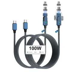 【新着商品】マグネット 充電ケーブル USBケーブル 急速充電 ケーブル PD100W対応【【2本入り 1.2m+2m】 充電ケーブル マグネット 磁気充電ケーブル type-c ケーブル 着脱式 ライトニグ 携帯充電ケーブル USB Type-C コネク 1