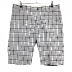 【美品】アディダス ハーフパンツ ライトグレー×白 格子柄 バックロゴ刺しゅう メンズ O/XG ゴルフウェア adidas