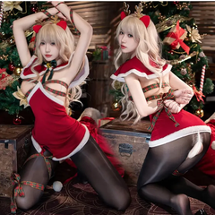 【新品】2024新作♥黒穴あきオープンストッキング付　セクシーサンタ拘束ランジェリー　誘惑オープンバスト　エロ可愛い　衣装　エッチなコスチューム　トナカイ　調教　ＳM　イベント　プレゼント　忘年会　クリスマス　Christmas　ルームウェア　バレンタイン