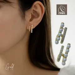 ピアス パール ジルコニア 金属アレルギー対応 14Kコーティング レディース 大人 モダン かわいい エレガント ジュエリー ゴールド 送料無料 プチプライス高見え CRAIFE