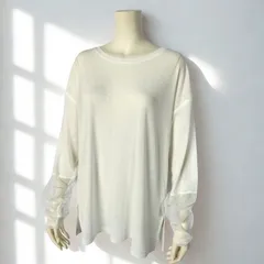 チャオパニックティピー CIAOPANICTYPY　クルーネック サイドスリット シースルー切替スリーブ シアープルオーバー　ホワイト　レディース