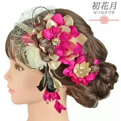 髪飾り 成人式 水引 振袖 袴 花 2点セット ピンク ゴールド 黒 白 下がり 造花 ビーズ レース ラメ 大きい 小さい Uピン コーム No.9-5271