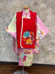 訳あり⚠️ 新品【赤×くす玉】おしゃまコート 七五三 753 3歳 お着物 