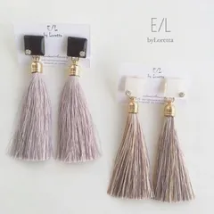 Color square long tassel pierce/earringピアスイヤリン