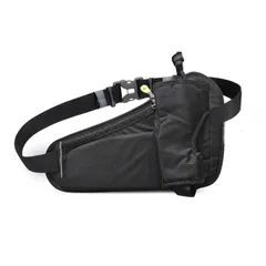 ランニング ポーチ ウエストバッグ 水筒ポーチ付き イヤホン用ホール付き 軽量 スポーツ 登山 サイクリング マラソン アウトドア 多目的 大容量（ブラック）