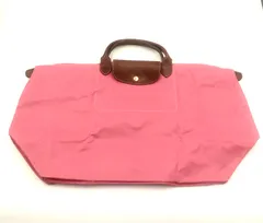 ■美品■LONGCHAMP ロンシャン　プリアージュ　タイプL 折り畳みボストンバッグ　トートバッグ　エコバッグ　ナイロン×レザー　ピンク×ブラウン　フランス製　レディース