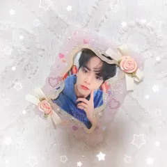 硬質ケースデコ デコ硬質ケース トレカケースデコ ホイップデコ リボン バラ 花 ピンク メルヘン 韓国 kpop トレカ 推し活 オタ活 チェキ チェキケース