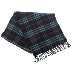 バーバリーズ Burberrys 美品 カシミヤマフラー ストール ショール 英国製 ノバチェック バーバリーチェック フリンジ 紺 ネイビー IBO59