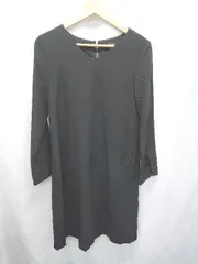 ◇ Θ ESPRITMUR エスプリミュール Vネック シンプル 長袖 膝丈 ワンピース サイズ9 ブラック レディース E  【1505290036788】