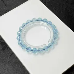 逸品 EU製 ★ブルートパーズ★スターカット ブレスレット パワーストーン 天然石 綺麗 お守り ギフト 8.3-8.9mm zb3328