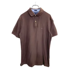 TOMMY HILFIGER 半袖ポロシャツ Lサイズ トミーヒルフィガー カスタムフィット ブラウン 古着卸 アメリカ仕入 t2410-3108
