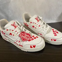 ★ ルイヴィトン LOUIS VUITTON スニーカー LVトレイナーライン NIGOコラボ 白 赤 ホワイト レッド 26cm FD 0291