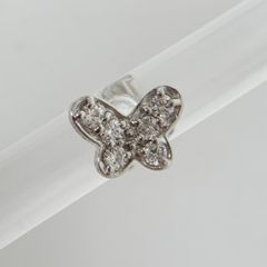 【中古】Ponte Vecchio ポンテヴェキオ ピアス 750 片耳 K18WG ホワイトゴールド バタフライ 蝶 ダイヤモンド