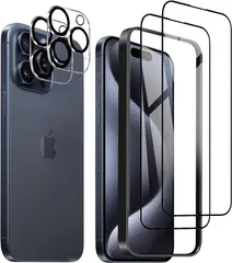 【在庫処分】DZHFU iPhone 15 Pro max 強化ガラスフィルム 6.7インチ 高透過率 全面保護フィルム 硬度9Ｈ 滑らかなタッチ操作 指紋付着防止 気泡防止 ガイド枠付き 貼り付けは簡単 【強化ガラスフィルム(2枚入り)＋レンズ保護フ