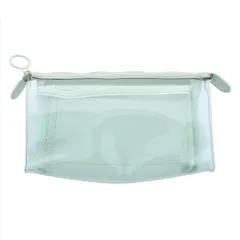 ペンケース クリアポーチ メッシュ マチ mitte アイスグリーン サンスター文具 筆箱 新学期準備文具 シンプル グッズ 