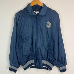 90s ブルゾン ジャンパー ワンポイントロゴ ネイビー 紺 メンズ Mサイズ 古着 ストリート アメカジ ゆるダボ ブルゾン　ロゴ刺繍