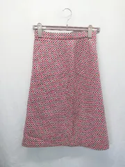 ◇ ◎ ⊆ Clements Ribeiro 総柄 膝下丈 台形 スカート サイズ38 レッド ネイビー レディース E  【1506250006339】