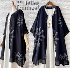 ★送料185円★新品L～LL★ロングブルゾン*モードカジュアル*ゆったりドルマン*前ファスナー羽織り*シフォン切替*たっぷり長め丈187黒グレー