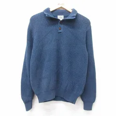 M/古着 エルエルビーン LLBEAN 長袖 セーター メンズ 00s コットン ヘンリーネック 紺 ネイビー 25sep09 中古 ニット トップス