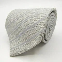 タカキュー ブランド ネクタイ シルク ストライプ柄 メンズ グレー TAKA Q 【中古】