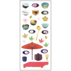 【10枚セット】和風シール 茶道 JP333 お抹茶 お茶菓子 和菓子 茶道具 紅葉 和柄 日本 風情 ギフト 奥山 日本製