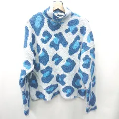 ◇ ⊇ ZARA ザラ レオパード柄 長袖 ニットセ－タ－ サイズUSA M ブルー レディース E  【1409240039228】