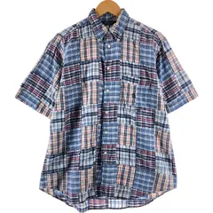 古着 90年代 ノーティカ NAUTICA パッチワーク 半袖 ボタンダウン チェックシャツ メンズM相当 ヴィンテージ/eaa534184