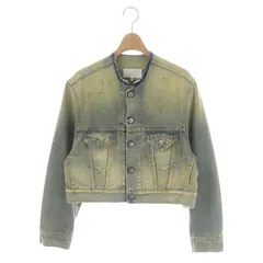 メゾンマルジェラ Maison Margiela 22SS Dirty Denim Jacket 白タグ デニムジャケット ノーカラー ダメージ加工 クロップド丈 38 青 黄色 ブルー イエロー S31AM0308 /MI ■OSのサムネイル