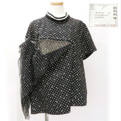 sacai ポルカドット アシンメトリー ブラウス 19-04320 POLKA DOT ブラック 黒 サカイ 美品 ◆送料込◆質屋-8402