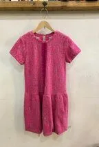 G44★ HAKKA KIDS / asshu ca ハッカキッズ 起毛フラワーレース×センターフリルキッズ半袖ワンピース キッズ サイズ０ 女の子用 USED ★