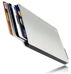 【在庫処分】スキミング防止 磁気防止 スライド式 クレジットカードケース スリム マネークリップ付き [zepirion] アルミニウム シルバー