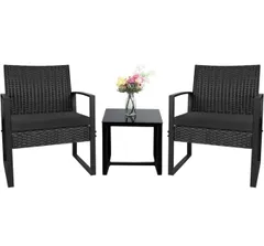 T3 茶色　Alebert「アレベルト」 ラタン調 ガーデンファニチャー ガーデンテーブルセット テーブルセット 3点セット ベランダ 椅子 テーブルチェア ガーデンチェア アウトドア ２人用 耐水 耐熱 耐日光 おしゃれ 組立簡単 ベランダ/庭/プールサ