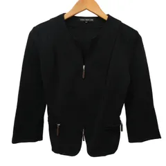 フォクシーニューヨーク FOXEY NEW YORK ジップアップジャケット ブルゾン 短丈 ショート ダブルジップ ストレッチ有 ブラック 黒 38 約Mサイズ 0216 IBO47のサムネイル