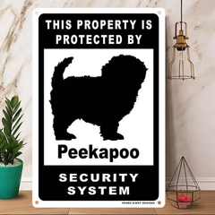雑貨【Peekapoo/ペカプー】  Dog ドッグ  犬    メタルポスタ―　Security  セキュリティー 警告  ヤードサイン メタルプレート  ブリキ看板  -165