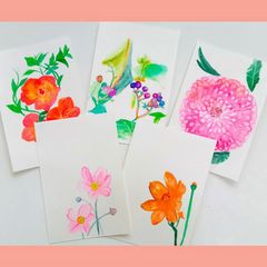 水彩 原画 花 の 絵葉書 / イラスト ポストカード ギフトカード