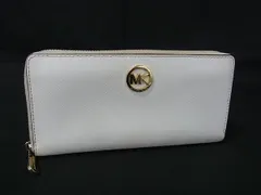 ■美品■ MICHAEL KORS マイケルコース レザー ラウンドファスナー 長財布 ウォレット 札入れ 小銭入れ ホワイト系 DG9351