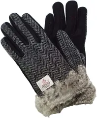 Sleeping Sheep(スリーピング シープ) ファー ハリスツイード harris tweed 手袋 レディース バック harristweed ネックウォーマー マフラー 2way(CGヘリンボン,  21cm（日本サイズS-M))のサムネイル