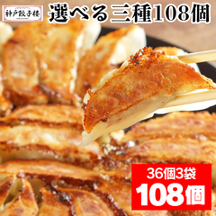 チャック袋で保存ラクラク！【選べる】餃子108個 36個3袋 便利なチャック袋入り しょうが餃子 わんぱく餃子 黒豚にんにく餃子