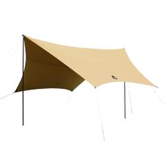 TCヘキサタープ 420cm×420cm タン ポリコットン 難燃素材 ポール ペグ 自在ロープ 延長ベルト 収納袋付き オールインワンセット VASTLAND（ヴァストランド）